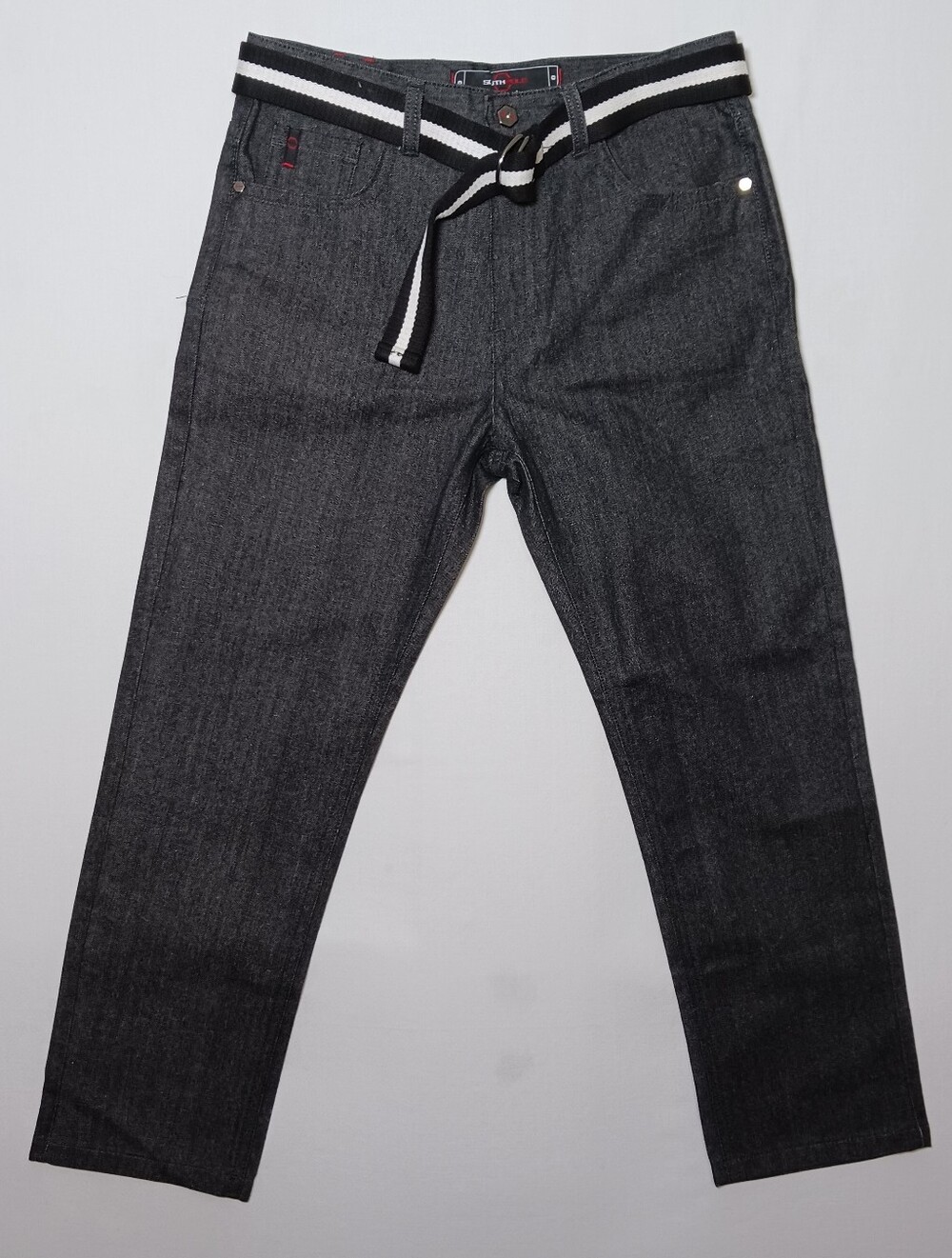Vintage Southpole Mens Relaxed Fit Baggy Jeans 36X31 Black Denim Belted Y2K